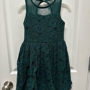 Zhenzi Kids Dress in Deep Green Lace